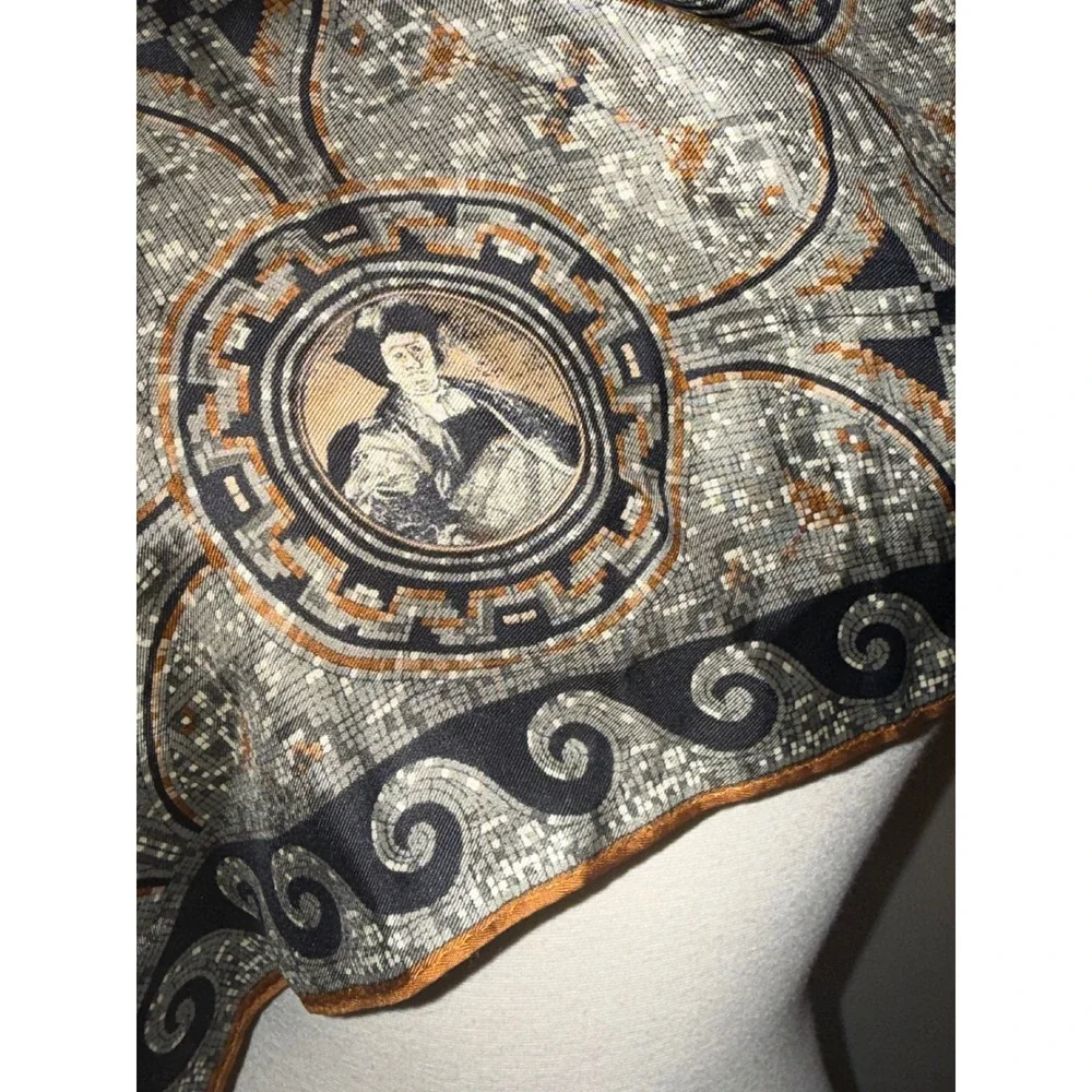 Designer‎ Silk Scarf Vintage Portrait Mosaic Design Square